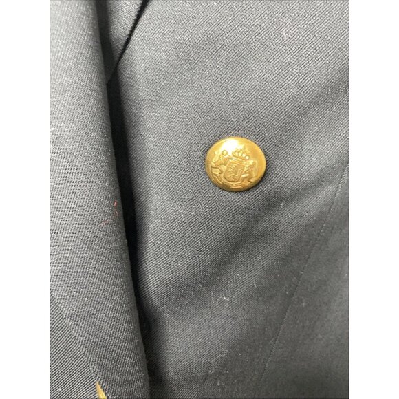 Talbots Black Worsted Wool Blazer 18 Double Breasted Gold Crest Buttons USA - Picture 5 of 8